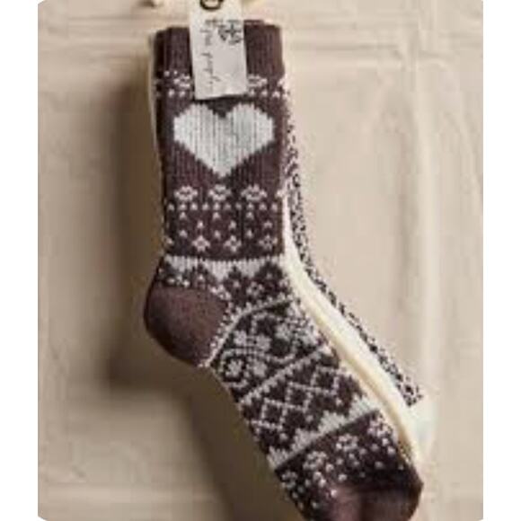 Free People Accessories - NWT Free People SOLD OUT Nordic Knit Sock Bundle | Brown & Cream